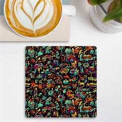 Cartoon Monster Pattern Abstract Background Uv Print Square Tile Coaster  by Semog4