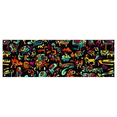 Cartoon Monster Pattern Abstract Background Banner And Sign 12  X 4  by Semog4