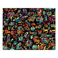 Cartoon Monster Pattern Abstract Background Premium Plush Fleece Blanket (large)