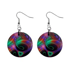 Circle Art 3d Artwork Graphics Vortex Colorful Digital Art Mini Button Earrings by Semog4