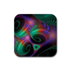 Circle Art 3d Artwork Graphics Vortex Colorful Digital Art Rubber Square Coaster (4 Pack) by Semog4