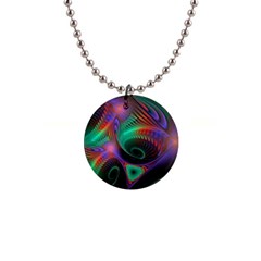 Circle Art 3d Artwork Graphics Vortex Colorful Digital Art 1  Button Necklace by Semog4