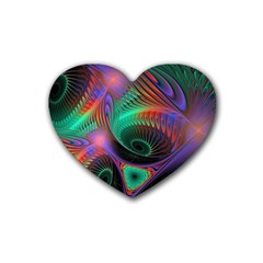 Circle Art 3d Artwork Graphics Vortex Colorful Digital Art Rubber Heart Coaster (4 Pack) by Semog4