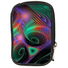 Circle Art 3d Artwork Graphics Vortex Colorful Digital Art Compact Camera Leather Case by Semog4