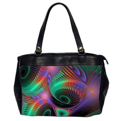 Circle Art 3d Artwork Graphics Vortex Colorful Digital Art Oversize Office Handbag (2 Sides) by Semog4