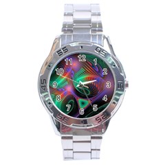 Circle Art 3d Artwork Graphics Vortex Colorful Digital Art Stainless Steel Analogue Watch by Semog4