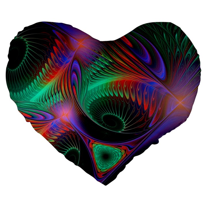 Circle Art 3d Artwork Graphics Vortex Colorful Digital Art Large 19  Premium Heart Shape Cushions