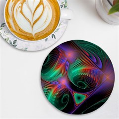 Circle Art 3d Artwork Graphics Vortex Colorful Digital Art Uv Print Round Tile Coaster by Semog4