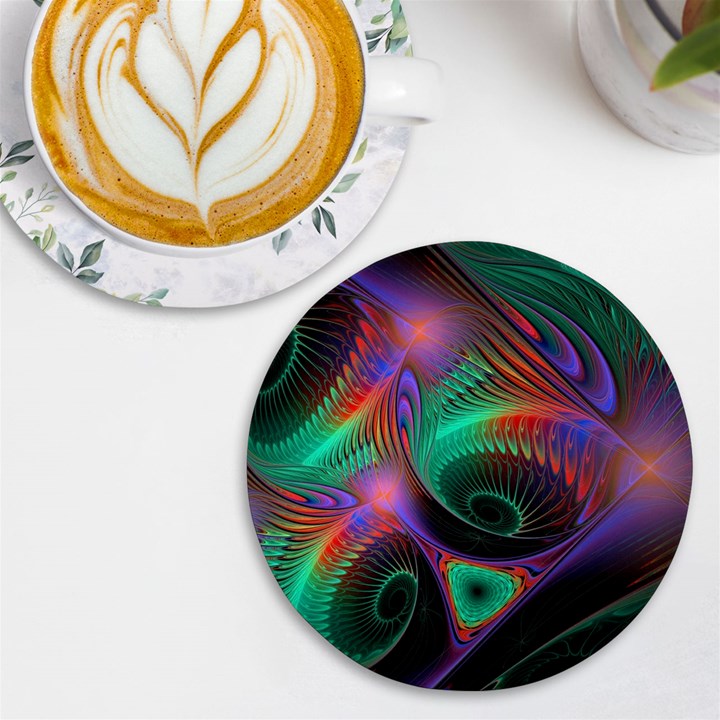 Circle Art 3d Artwork Graphics Vortex Colorful Digital Art UV Print Round Tile Coaster