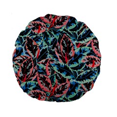 Leaves Leaf Pattern Patterns Colorfu Standard 15  Premium Round Cushions by Semog4