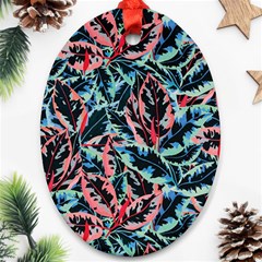 Leaves Leaf Pattern Patterns Colorfur Oval Ornament (two Sides)