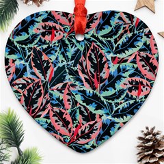 Leaves Leaf Pattern Patterns Colorfur Heart Ornament (two Sides)