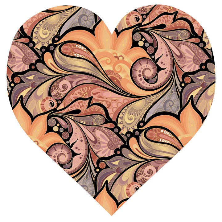 Colorful Paisley Background Artwork Paisley Patterns Wooden Puzzle Heart