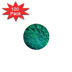 Green And Blue Peafowl Peacock Animal Color Brightly Colored 1  Mini Buttons (100 Pack) 