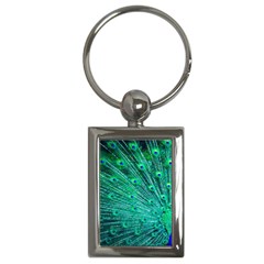 Green And Blue Peafowl Peacock Animal Color Brightly Colored Key Chain (Rectangle)