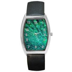 Green And Blue Peafowl Peacock Animal Color Brightly Colored Barrel Style Metal Watch