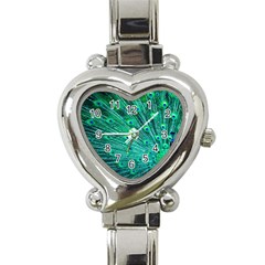 Green And Blue Peafowl Peacock Animal Color Brightly Colored Heart Italian Charm Watch