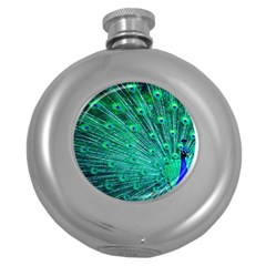 Green And Blue Peafowl Peacock Animal Color Brightly Colored Round Hip Flask (5 oz)