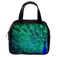 Green And Blue Peafowl Peacock Animal Color Brightly Colored Classic Handbag (One Side)