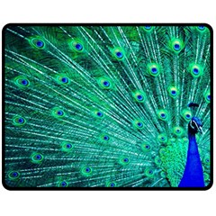 Green And Blue Peafowl Peacock Animal Color Brightly Colored Fleece Blanket (Medium)