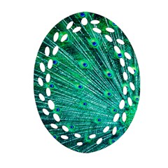 Green And Blue Peafowl Peacock Animal Color Brightly Colored Ornament (oval Filigree) by Semog4