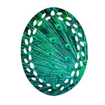 Green And Blue Peafowl Peacock Animal Color Brightly Colored Oval Filigree Ornament (Two Sides) Front