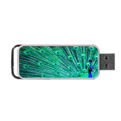 Green And Blue Peafowl Peacock Animal Color Brightly Colored Portable USB Flash (One Side)