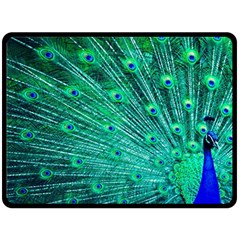 Green And Blue Peafowl Peacock Animal Color Brightly Colored Two Sides Fleece Blanket (Large)