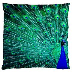 Green And Blue Peafowl Peacock Animal Color Brightly Colored Standard Premium Plush Fleece Cushion Case (Two Sides)