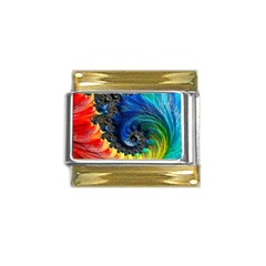 Colorful Digital Art Fractal Design Gold Trim Italian Charm (9mm)