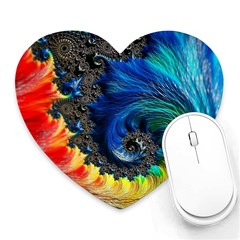 Colorful Digital Art Fractal Design Heart Mousepad by Semog4