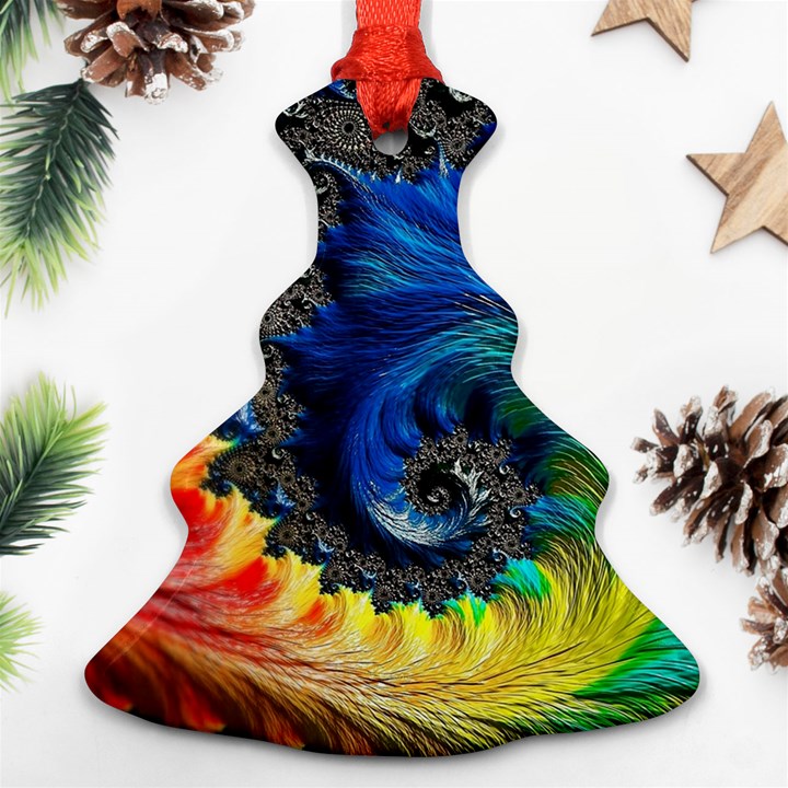 Colorful Digital Art Fractal Design Ornament (Christmas Tree) 