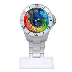 Colorful Digital Art Fractal Design Plastic Nurses Watch by Semog4