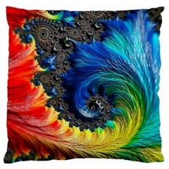 Colorful Digital Art Fractal Design Large Premium Plush Fleece Cushion Case (one Side) by Semog4