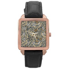 Brown Vintage Background Vintage Floral Pattern Brown Rose Gold Leather Watch  by Semog4