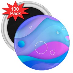 Colorful Blue Purple Wave 3  Magnets (100 Pack)