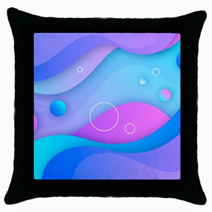 Colorful Blue Purple Wave Throw Pillow Case (Black)