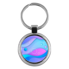 Colorful Blue Purple Wave Key Chain (round)