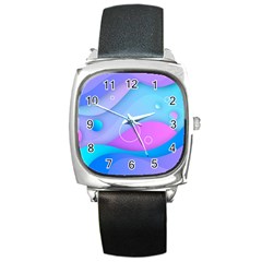 Colorful Blue Purple Wave Square Metal Watch