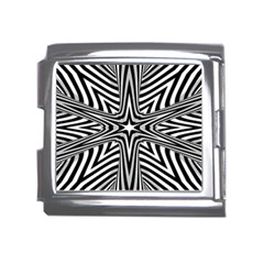 Fractal Star Mandala Black And White Mega Link Italian Charm (18mm) by Semog4