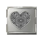 Fractal Star Mandala Black And White Mega Link Heart Italian Charm (18mm) Front