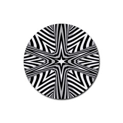 Fractal Star Mandala Black And White Rubber Coaster (round) by Semog4