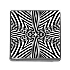 Fractal Star Mandala Black And White Memory Card Reader (square 5 Slot) by Semog4