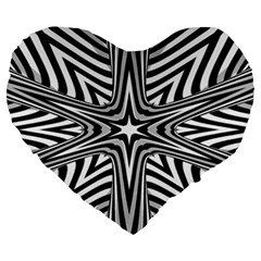 Fractal Star Mandala Black And White Large 19  Premium Heart Shape Cushions by Semog4