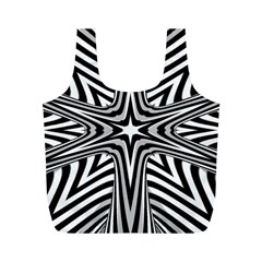 Fractal Star Mandala Black And White Full Print Recycle Bag (m) by Semog4