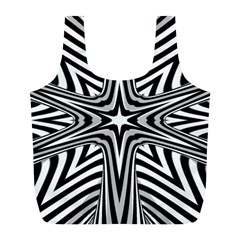 Fractal Star Mandala Black And White Full Print Recycle Bag (l) by Semog4