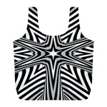 Fractal Star Mandala Black And White Full Print Recycle Bag (L) Front