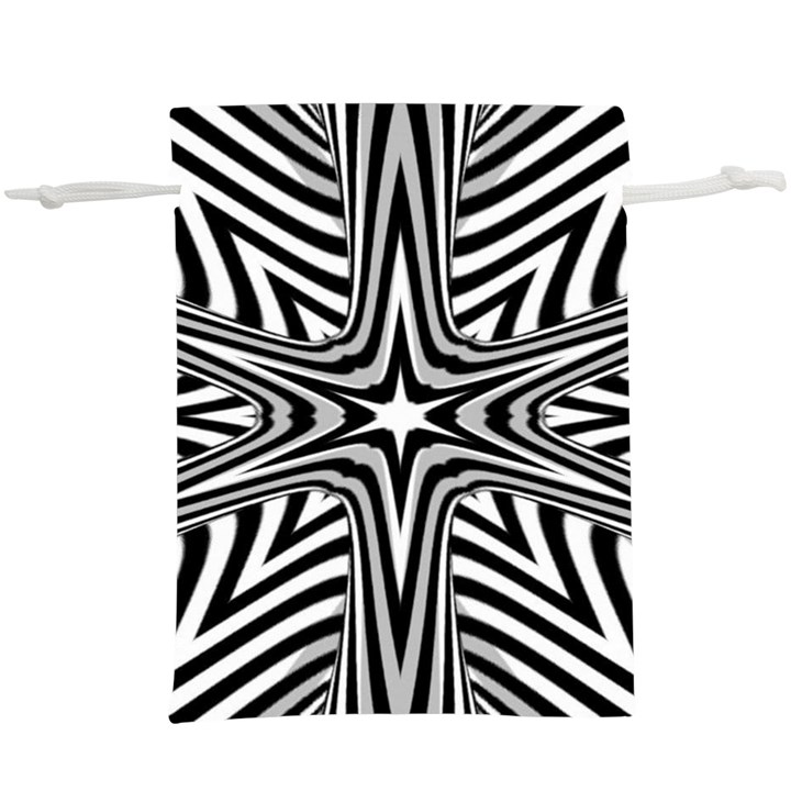 Fractal Star Mandala Black And White Lightweight Drawstring Pouch (XL)