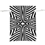 Fractal Star Mandala Black And White Lightweight Drawstring Pouch (XL) Back