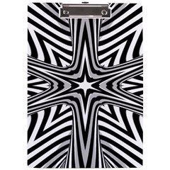 Fractal Star Mandala Black And White A4 Acrylic Clipboard by Semog4